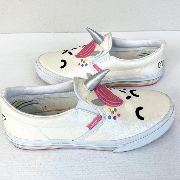 Vans x Flour Shop Leather Rainbow Unicorn Slip On Sneakers Size 5 - Picture 3 of 10